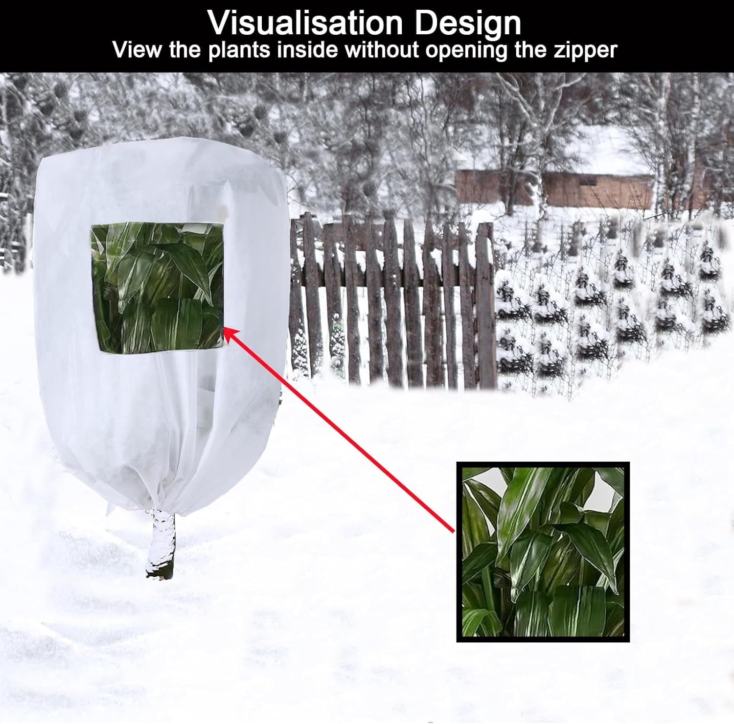 Plant Covers Freeze Protection 4 Pack Winter Garden Plant Frost Cover with Viewing Window Zipper & Drawstring 31.5 x47.2 Reusable Frost Cloth for Outdoor Shrub Potted Plants Use White