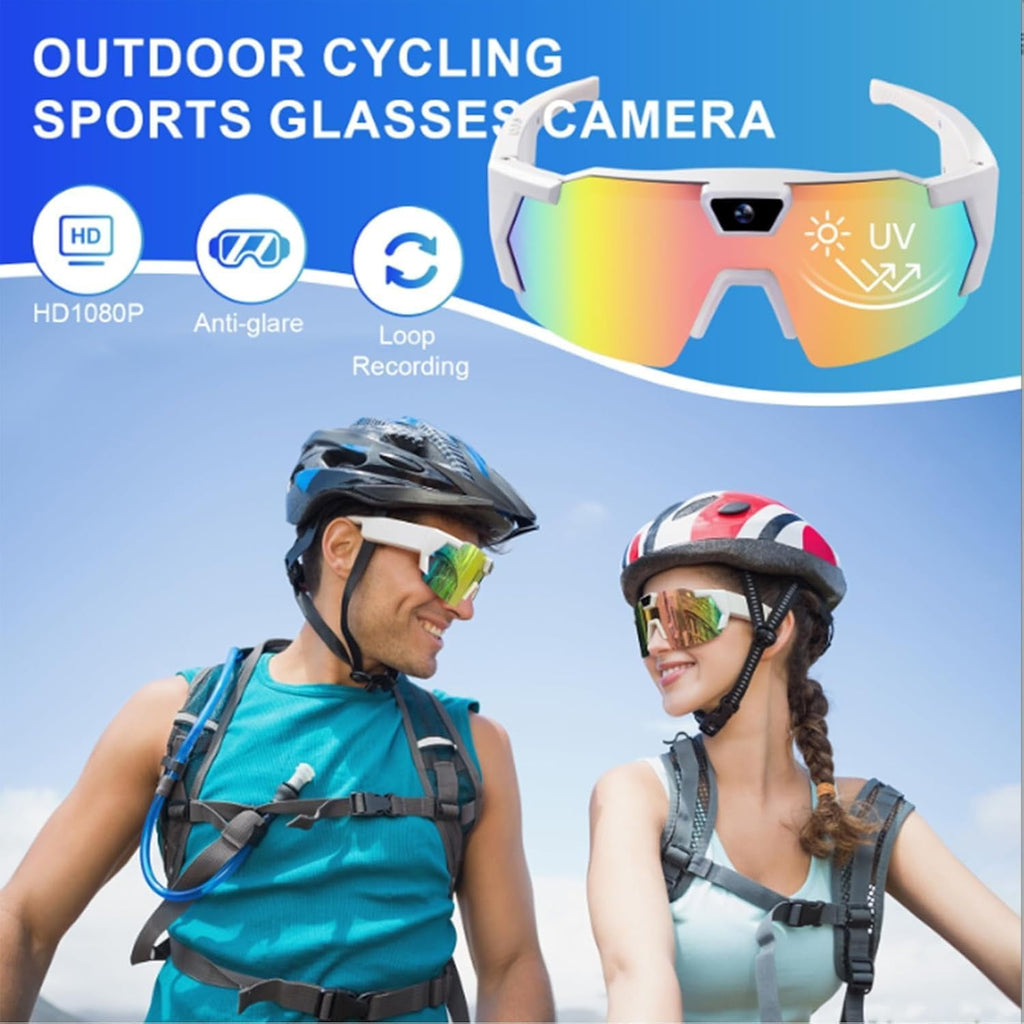 Wiher Smart Camera Glasses 4k POV Sports Glasses HD Recording Video Cycling Action Sunglasses Wearable Audio Take a Picture Wireless Photography Shooting VCR，Suitable for Men and Women(Blue)