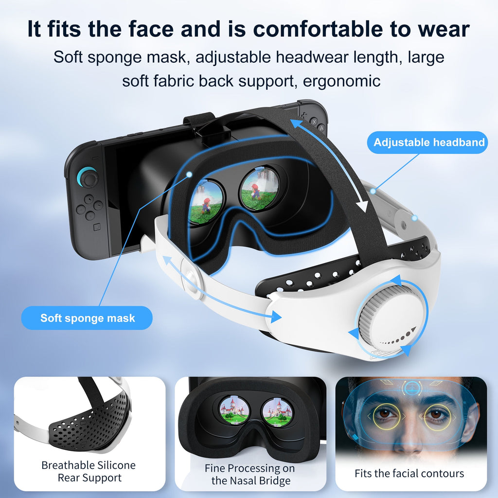 Newest VR Headset for Nintendo Switch 2 Model 3D VR Glasses with Adjustable Lens for Virtual Reality Gaming Experience Switch VR Labo Goggles Adjustable Headset for Nintendo Switch 2 White