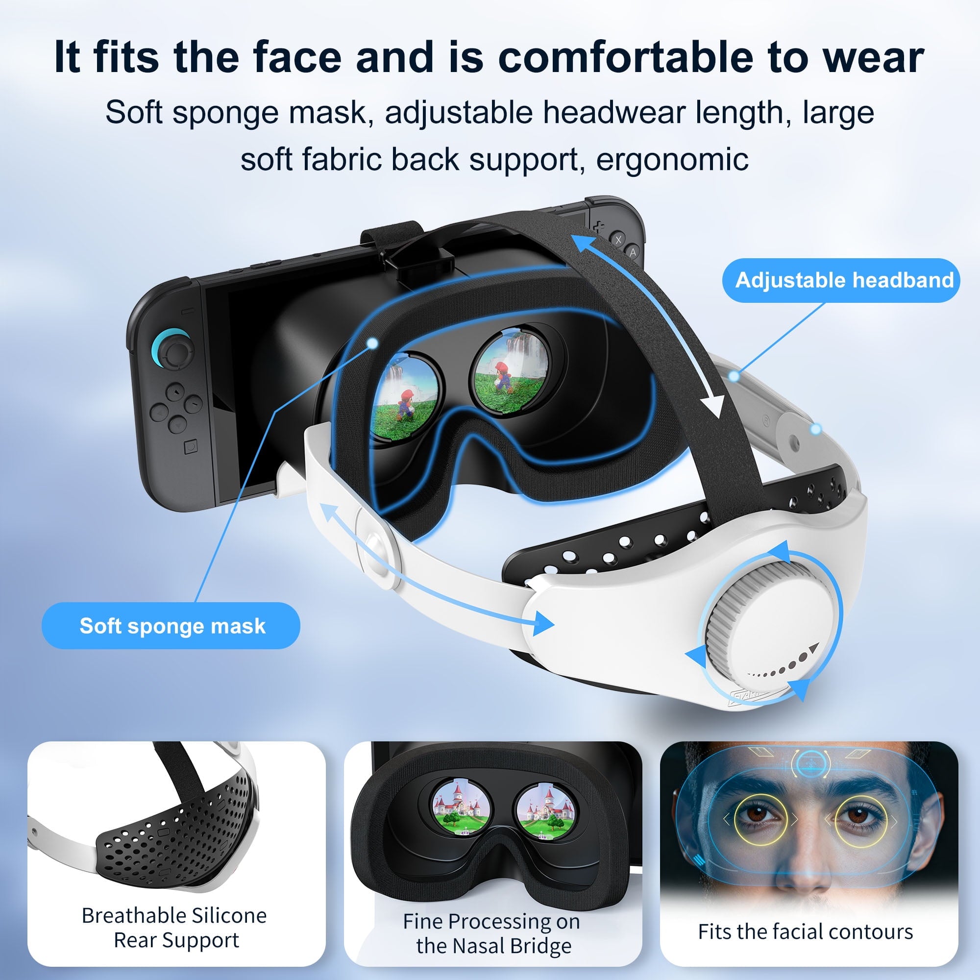 Newest VR Headset for Nintendo Switch 2 Model 3D VR Glasses with Adjustable Lens for Virtual Reality Gaming Experience Switch VR Labo Goggles Adjustable Headset for Nintendo Switch 2 White