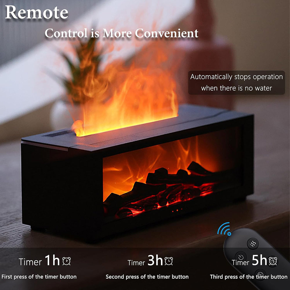 Flame Essential Oil Diffuser 3D Flame Fireplace Aromatherapy Machine Colorful Humidifier with Remote Control Fireplace Flame
