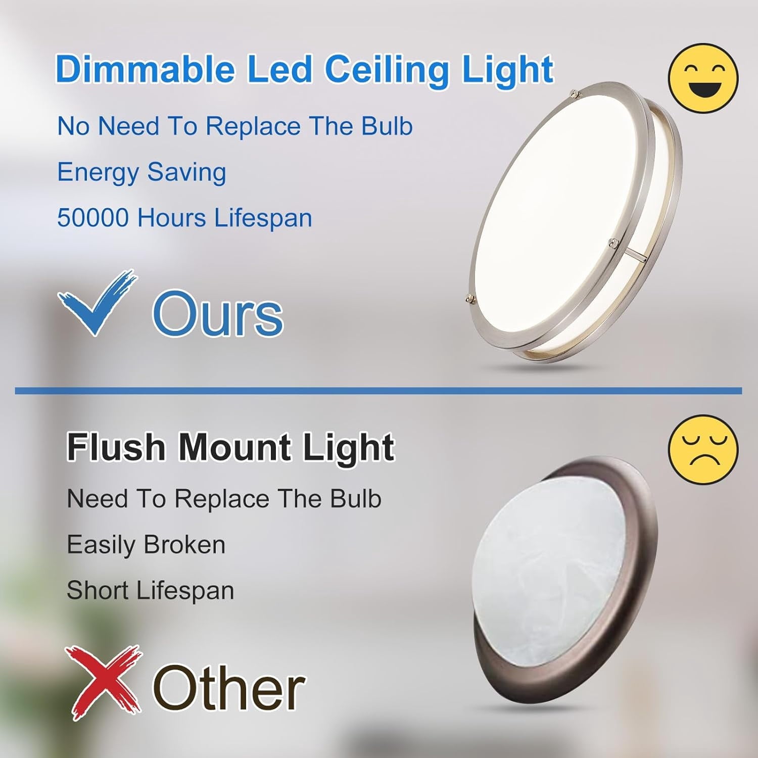 Modern Flush Mount Ceiling Light 12 Dimmable LED Ceiling Light Fixtures with 5 Color Temp Close to Ceiling Light Fixtures for Bedroom Living Room & Kitchen Silver