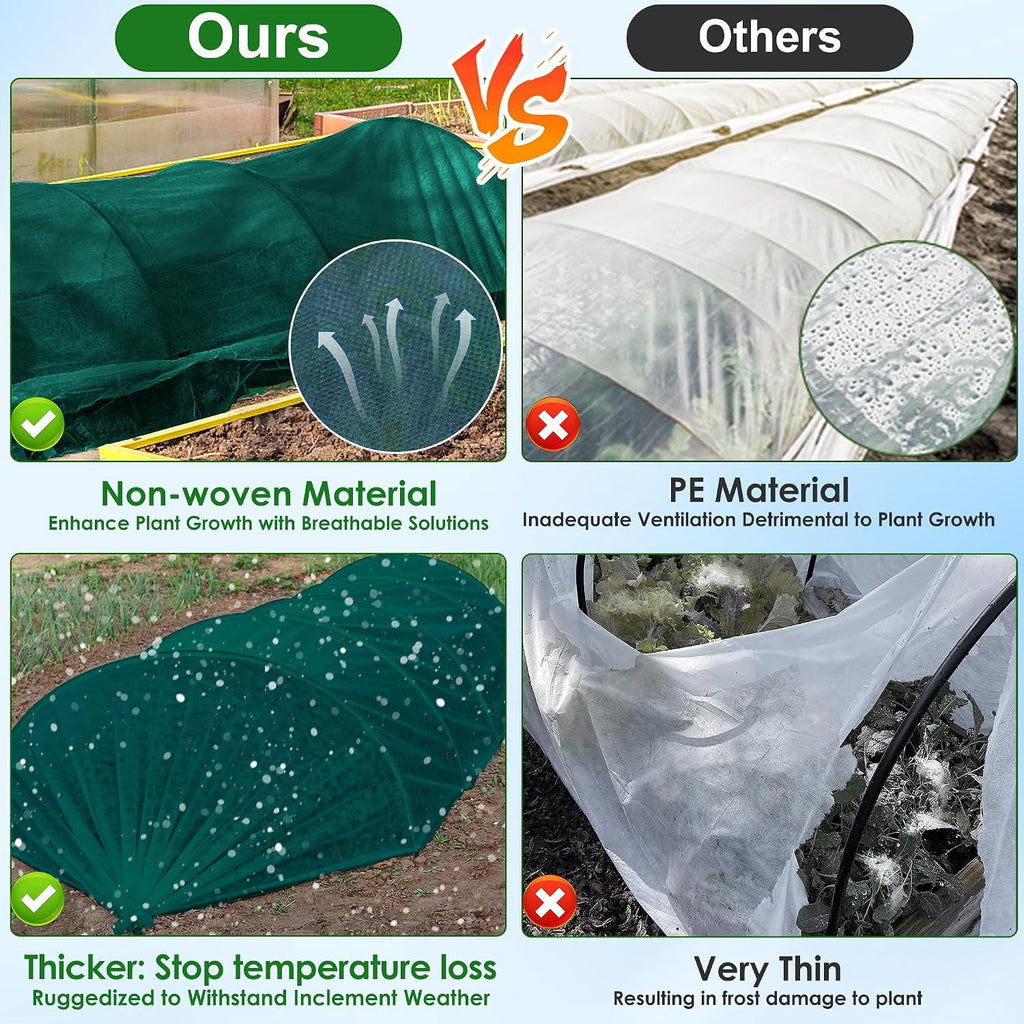 Thick Plant Frost Protection Blanket 10x33Ft Plant Covers Freeze Protection Reusable Winter Garden Floating Row Cover Non-Woven Fabric Frost Cloth for Outdoor Plants Green