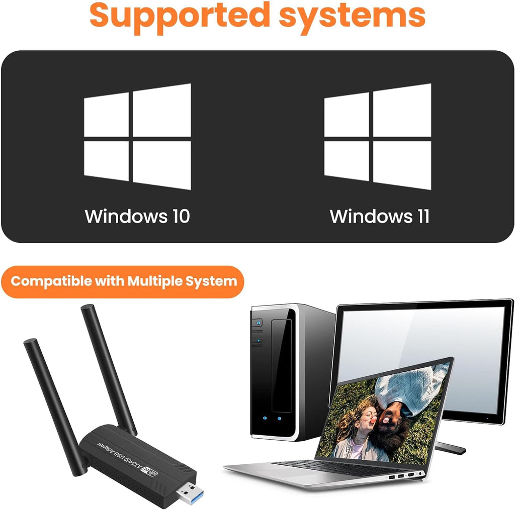 Prociv WiFi 6E USB 3.0 WiFi Adapter for PC Desktop AX5400M Tri-Band 6GHz/5GHz/2.4GHz Wireless Network Adapter Drive-Free for Windows 10/11 Desktop Laptop Black