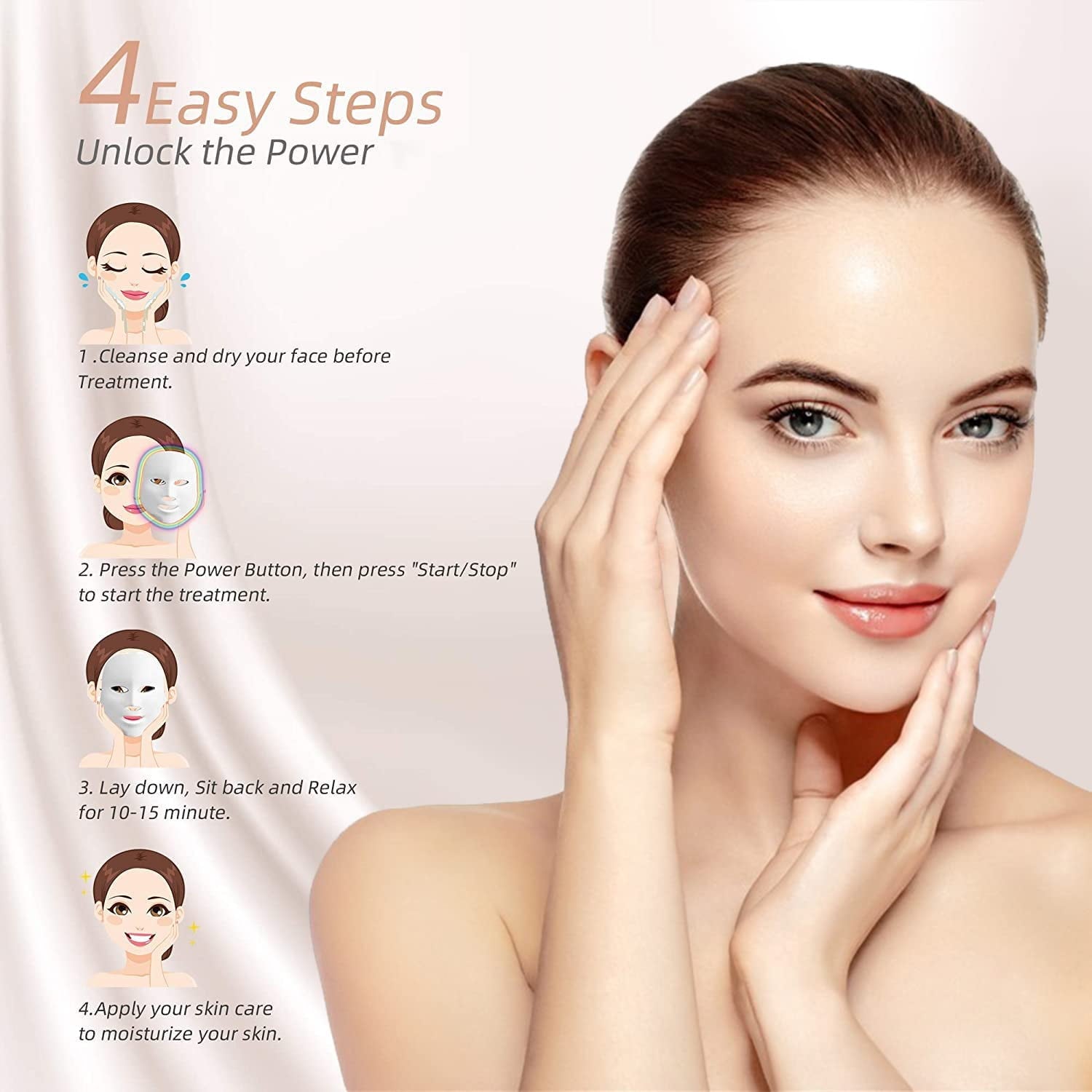 Led Face Mask Light Therapy 7 Color Led Light Therapy Facial Mask Blue Red Light Therapy for Face Acne Reduction Skin Care Mask