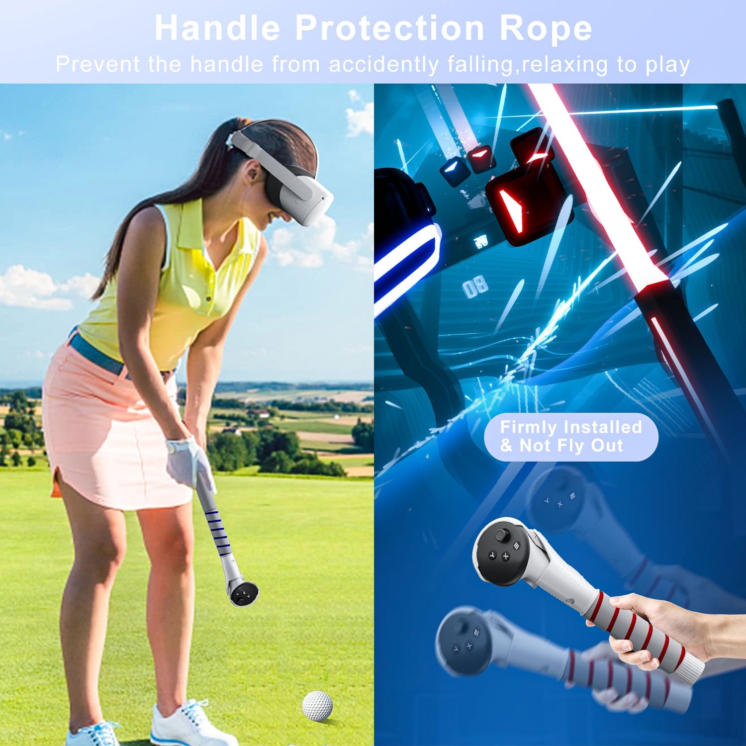VR Accessories Handle Attachments for Meta Ouclus Quest3/Quest3S Dual Handles and Long Stick Handle Extension Grips to Play Multiple VR Games Gorilla Tag Long Arms Grips Beat Saber Golf Club