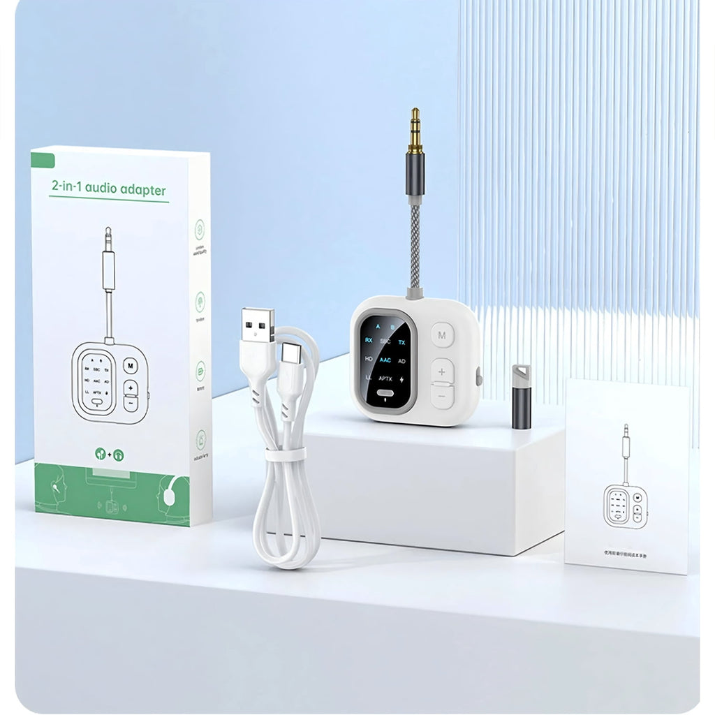 Bluetooth Transmitter Receiver for TV 2-in-1 Wireless Bluetooth Audio Adapter for Airplane Support 2 Wireless Headphones D ual Pairing & Hands-Free Calling