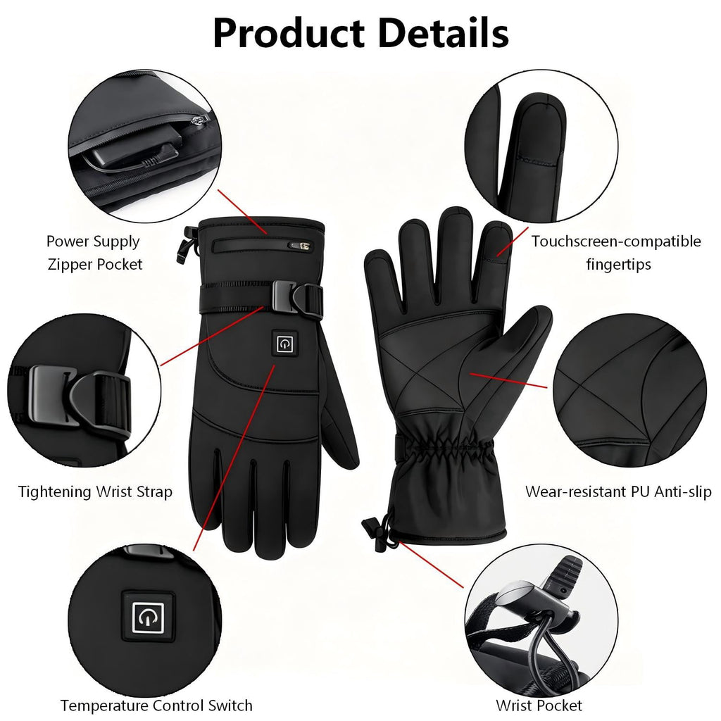 Heated Gloves for Men Women 5000mAh Rechargeable Battery Electric Heated Gloves with 3 Temperature Touchscreen Winter Warm Glove Windproof Waterproof Thermal Heated Gloves for Skiing Hiking Cycling