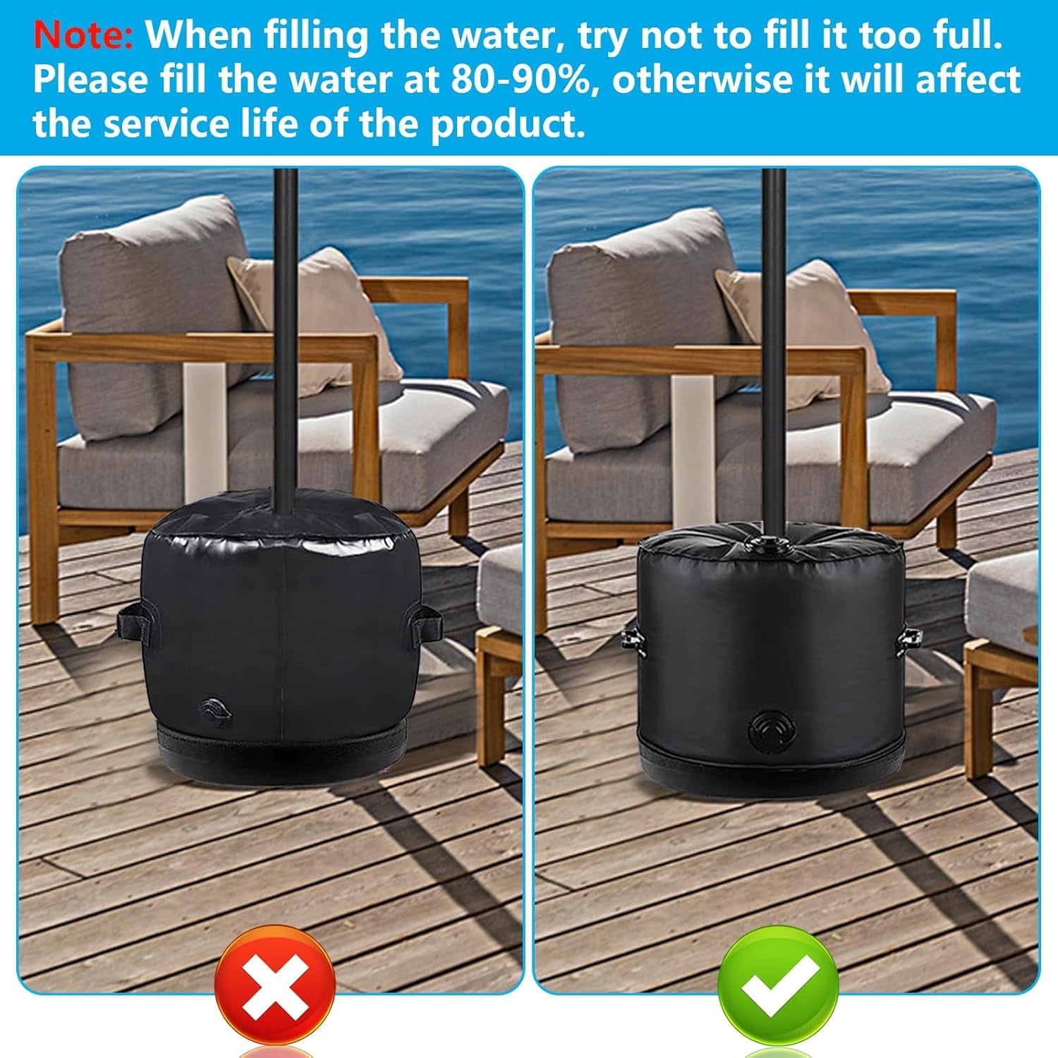 Umbrella Base Weight Water Bag Weatherproof Fillable Heavy Duty Weight Bag for Outside Umbrella Stand Water Weights for Umbrella Stand Furniture Leg Weights Up to 50 lbs