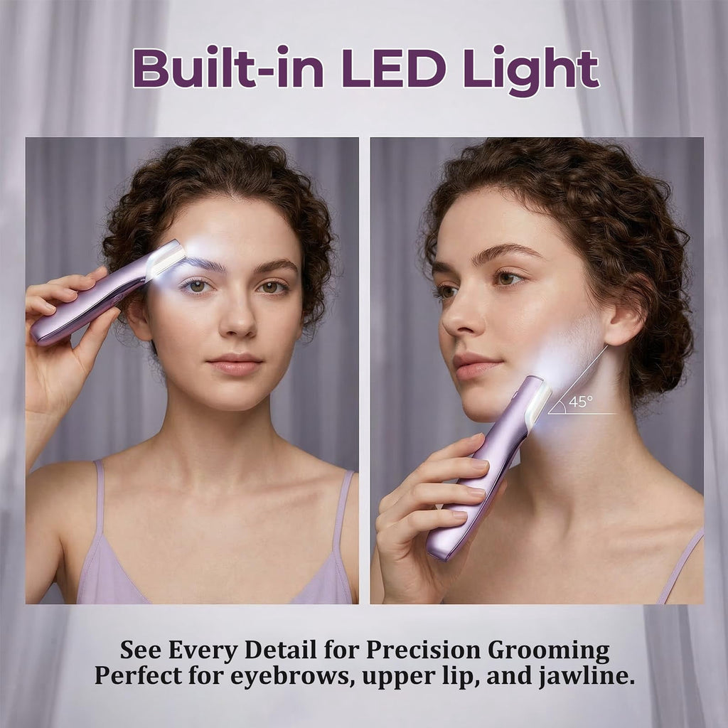 Sonic Dermaplaning Tool for Women Rechargeable Face Dermaplane Razor with Sonic Edge Technology for FacialHair Peach Fuzz & Exfoliation Removal LED Light 3 Speeds 13 Refill Blades